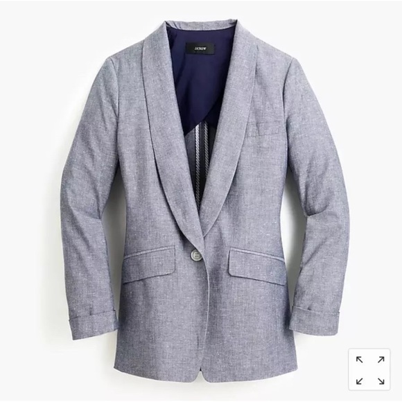 J Crew Unstructured Blazer Shawl Collar Cotton Blue Size 8 Jacket - Picture 1 of 11